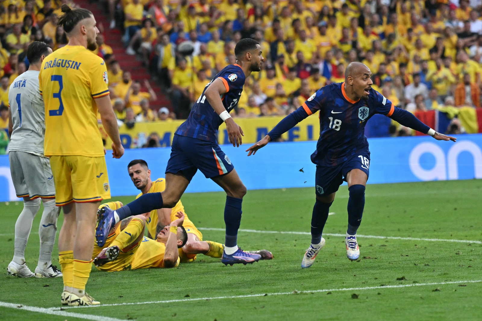 Los neerlandeses festejan uno de sus goles