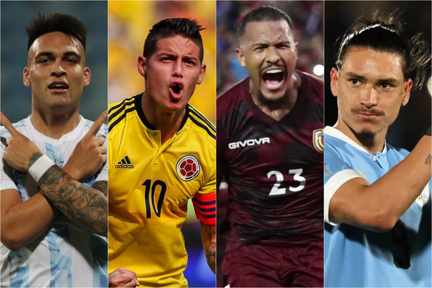 Lautaro Martínez/ James Rodríguez/ Salomón Rondón/ Darwin Núñez