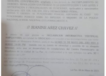 La Fiscalía cita a Áñez para ampliar declaraciones por caso ‘golpe de Estado’