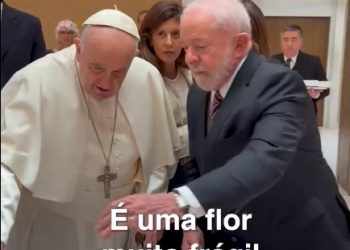 Captura del video que Lula subió con el papa Francisco