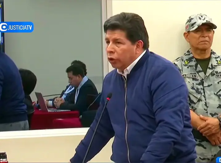 Pedro Castillo interviene en una audiencia/TVJudicial/Perú