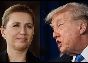 La primera ministra danesa, Mette Frederiksen y el presidente estadounidense, Donald Trump/AFP