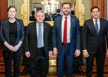 La delegación de Dinamarca junto a JD Vance y Marco Rubio en la Casa Blanca/RRSSLars Løkke Rasmussen