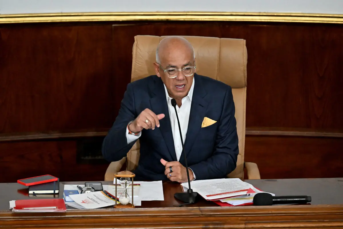 El presidente de la Asamblea Nacional de Venezuela, Jorge Rodríguez, dirige una sesión plenaria en la Asamblea Nacional /AFP
