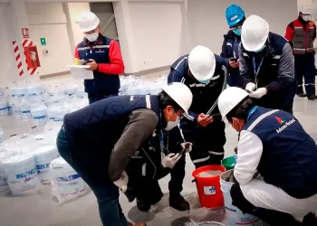 Los técnicos de la Aduana verifican la presencia de mercurio en la muestra de pintura/Aduana Nacional