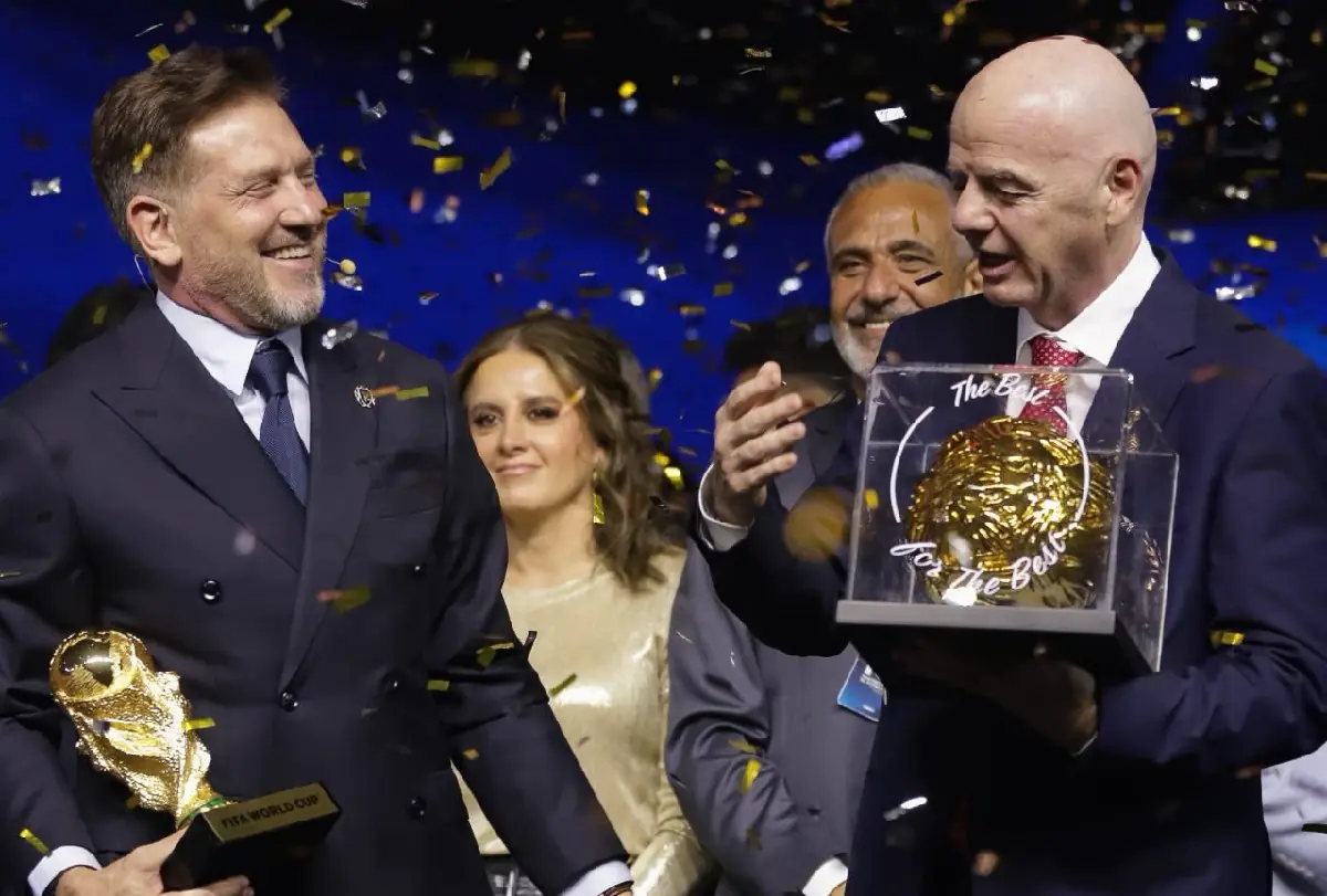 Domínguez celebra 10 años al frente de la Conmebol acompañado de Infantino