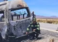 Uno de los minibuses se incendió/Fiscalía de Oruro