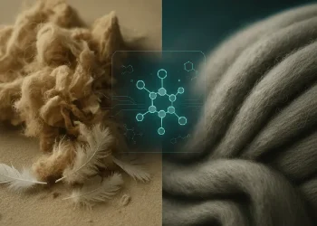 Everbloom crea un casimir sintético con IA y plumas recicladas