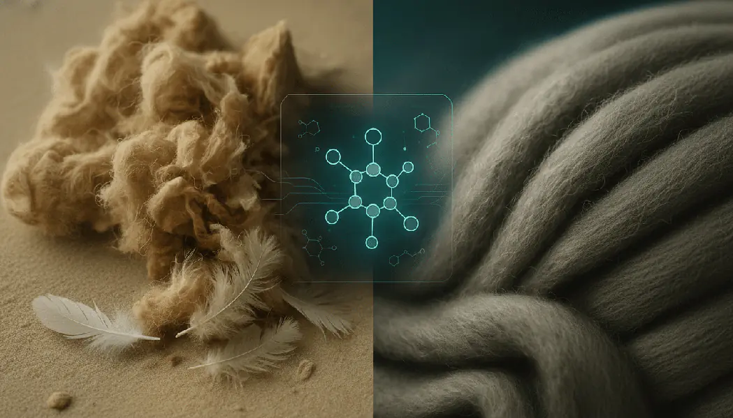 Everbloom crea un casimir sintético con IA y plumas recicladas