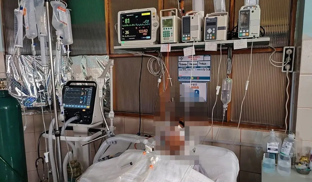 El cadete de la Anapol en una unidad de terapia intensiva. FOTO: RRSS