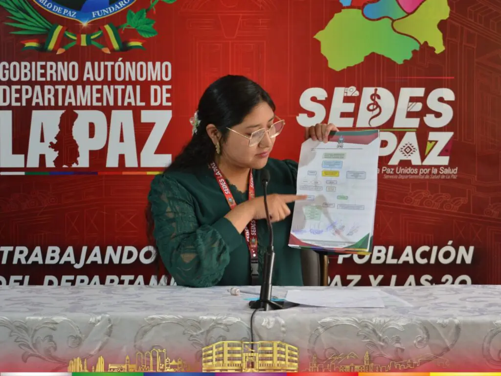 Conferencia de prensa de la jefa de Epidemiología del Sedes, Jhoselyn Mamani. FOTO: Sedes