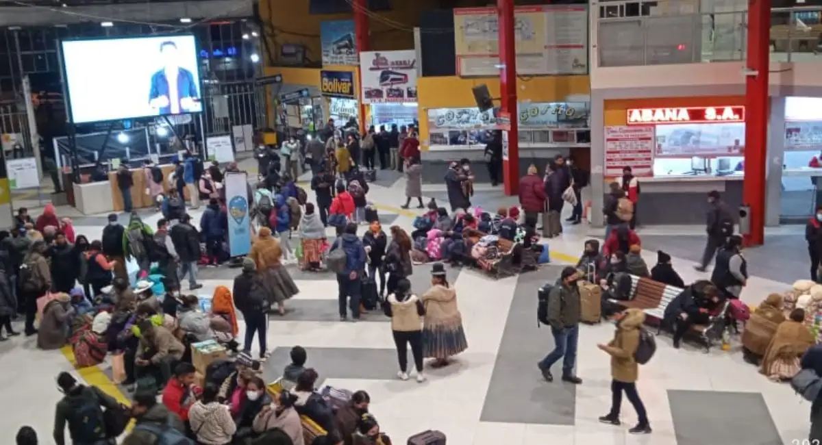 Aumenta la afluencia de pasajeros en la Terminal de Buses de La Paz. FOTO: Terminal de Buses de La Paz