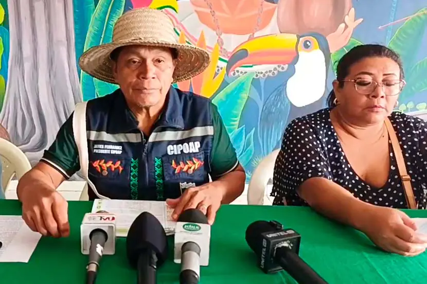 Representantes de los pueblos del norte amazónico en conferencia de prensa. FOTO: RRSS