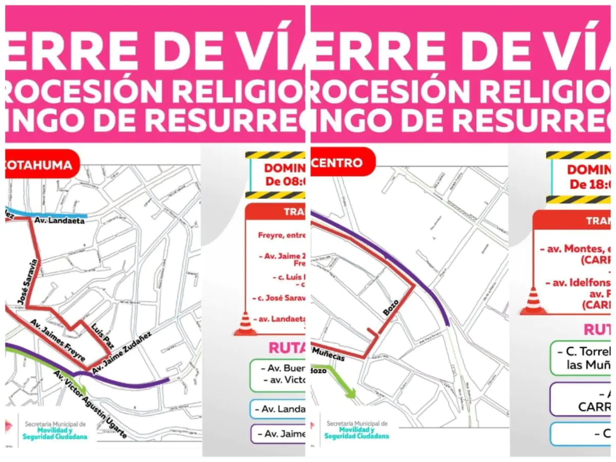 Varias vías de los macrodistritos Centro y Cotahuma serán cerrados. Imagen: GAMLP