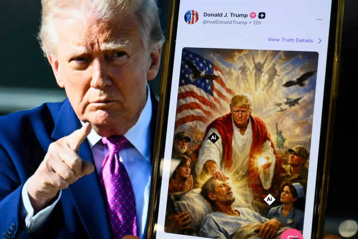 Trump publicó una imagen donde se lo ve como Jesús/AFP