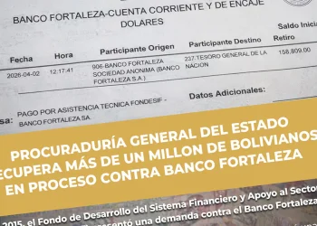 Procuraduría recupera a favor del Estado Bs 1,1 MM del Banco Fortaleza