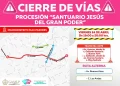 Procesión del Gran Poder: cierres de vías en Max Paredes