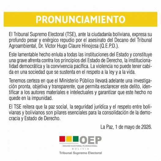 TSE condena asesinato de magistrado y pide investigación sin impunidad