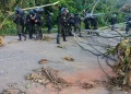 La Policía realizó el desbloqueo en Yucumo, en Beni. FOTO: RRSS