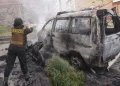 Policía controla incendio de vehículo policial y recupera calles cercanas a plaza Murillo