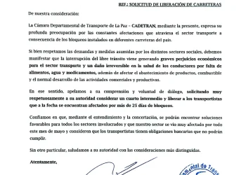 Transporte de La Paz pide a la Tupac declarar cuarto intermedio en bloqueos